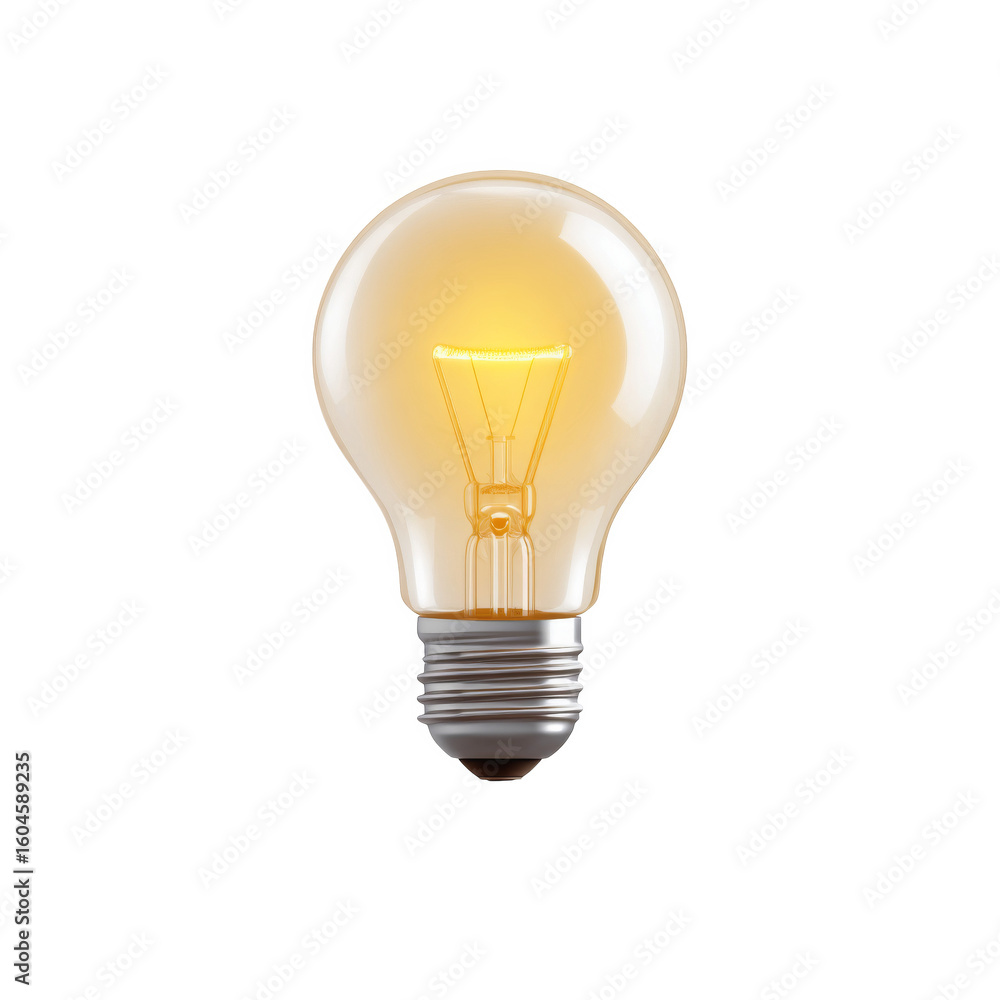 Obraz premium Glowing Light Bulb Icon with Creativity Effect on a Clear Background