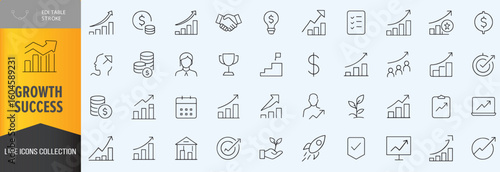 Growth and sucess icon set