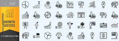 Growth and sucess icon set