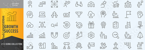Growth and sucess icon set