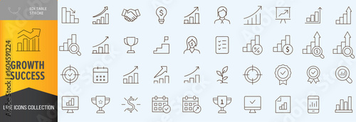 Growth and sucess icon set