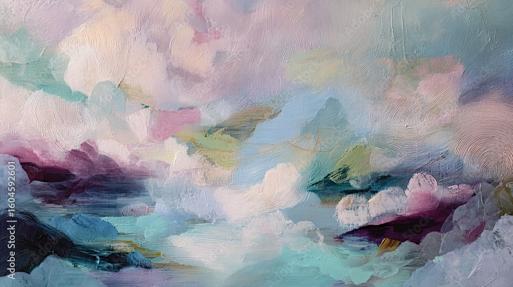 Fototapeta premium Abstract Oil Painting with Muted Pastel Colors and Rich Brushstroke Texture – Artistic Background for Wall Art and Print Design