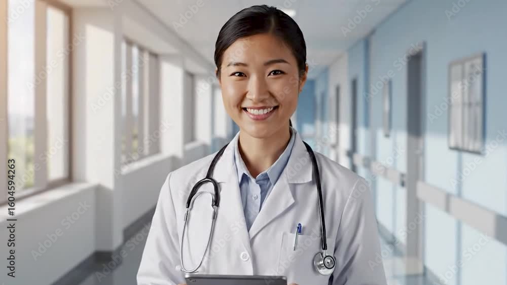 4k video of a portrait of a female doctor generated with AI 4k video of a portrait of a female doctor generated with AI