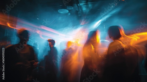 Blurred club scene, vibrant lights