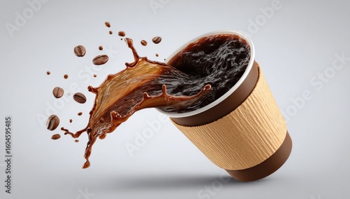 Coffee spilling from disposable cup
