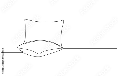 Stacked Pillows A Minimalist One-Line Drawing, Continuous Line Drawing of a Pillow
