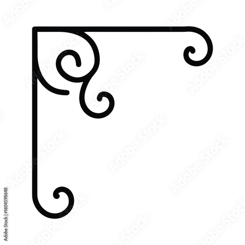 Elegant Black Wrought Iron Scrollwork Bracket Isolated on a Clean White Backdrop