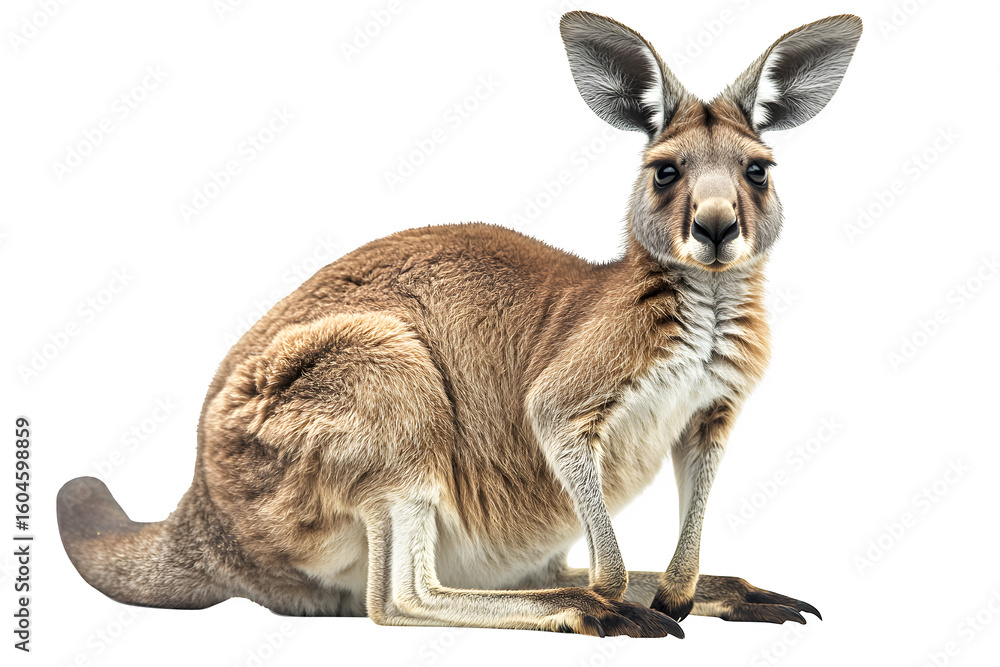 Fototapeta premium Male kangaroo isolated on white background, full length, side view