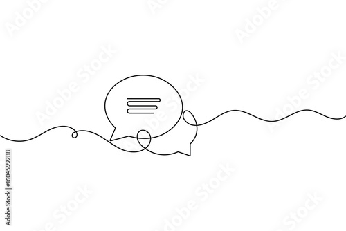 Speech bubble continuous one line drawing and minimalist style isolate outline vector illustration

