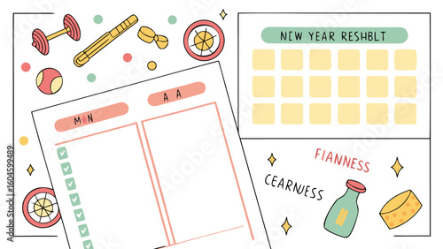 New year resolution tracker with fitness and planning elements