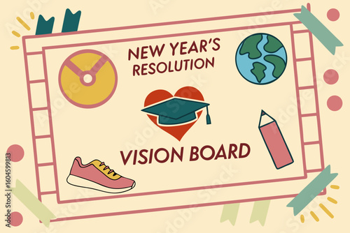 New year s resolution vision board with goals