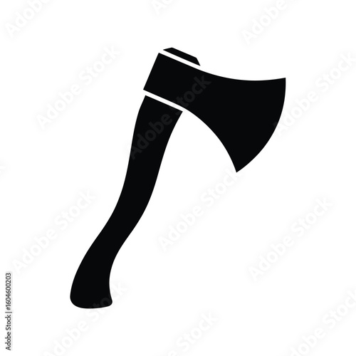 Black silhouette of a sharp axe head and handle
