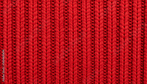 Red Rib Knit Wool Pattern. Textile Surface. Close up Texture. Background. Yarn.