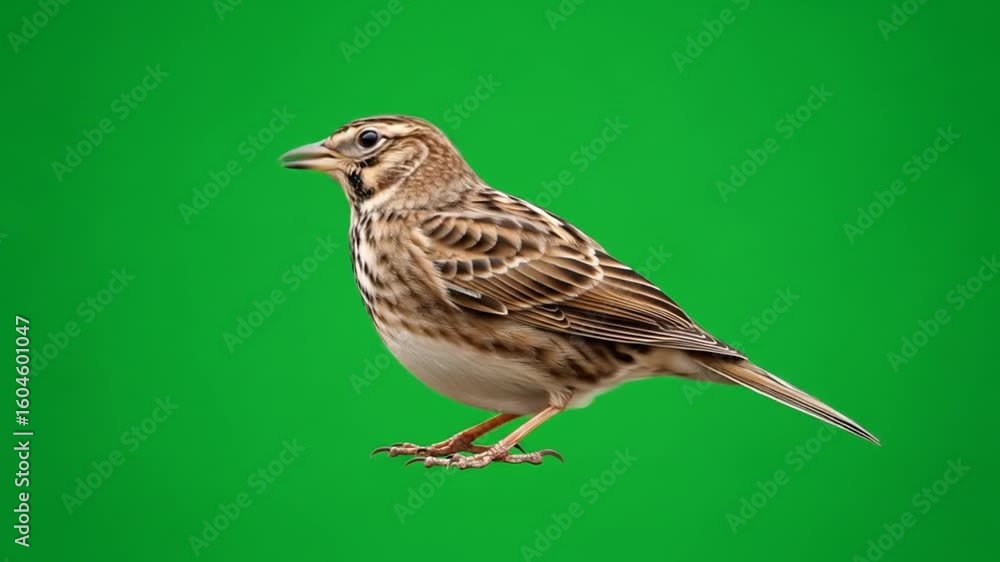Skylark Bird on Green Screen Background Skylark Bird on Green Screen Background