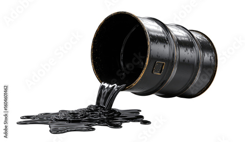 Dark oil barrel spilling