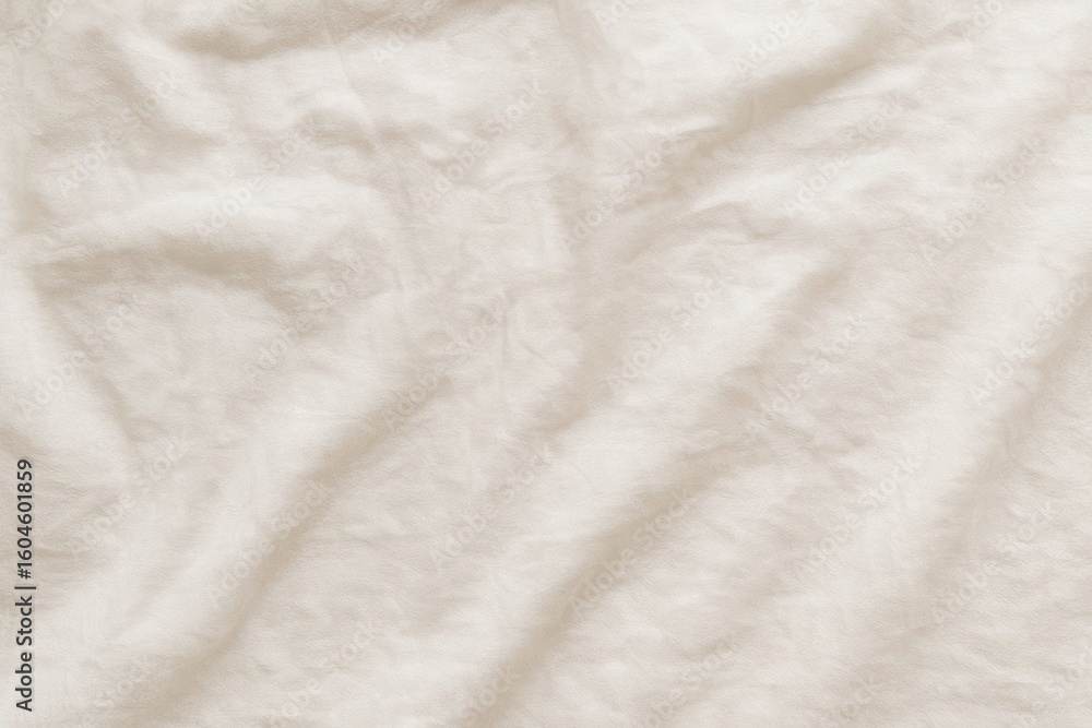 Naklejka premium Soft beige fabric texture with natural folds and wrinkles used in clothing, textile, and decor imagery