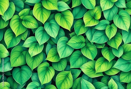 Vibrant green watercolor leaves create a lush, repeating seamless pattern ideal for textile and wallpaper design,  garden,  natural
