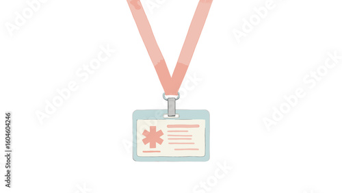 Medical identification card with lanyard and emergency symbol  