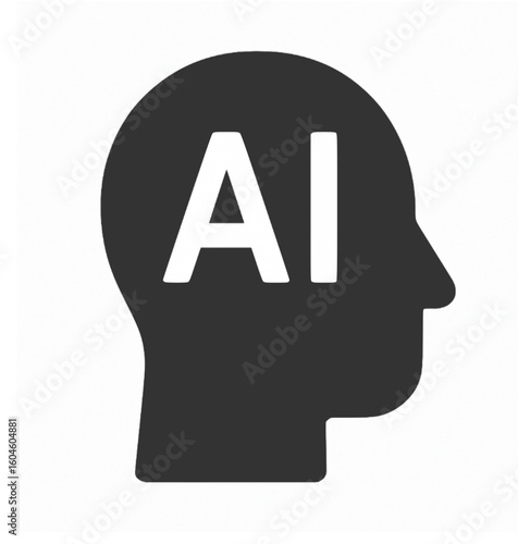 Tapety artystyczne AI Head Icon – Human Intelligence Concept