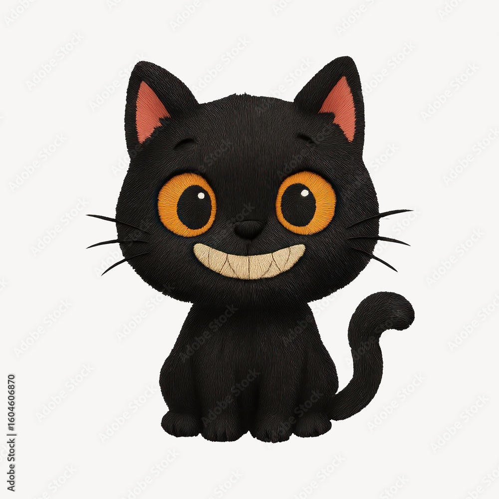 Fototapeta premium Adorable cartoon black cat illustration.