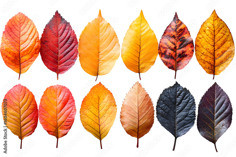 Obraz premium Set of fall leaves isolated on the white background. Autumn decor