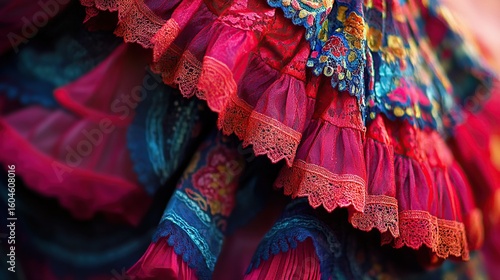 Colorful Ruffled Skirt Detail