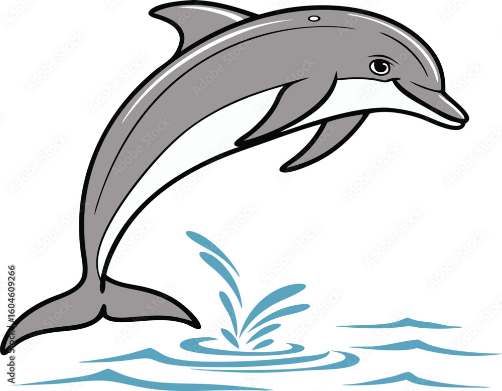 Naklejka premium realistic dolphin jumping ocean wildlife design transparent background