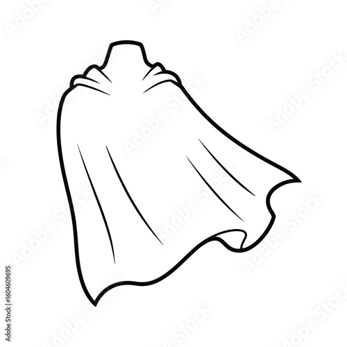 Stylized outline of a flowing cape for a superhero or character