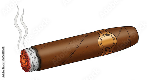 Isolated Smoking Cigar