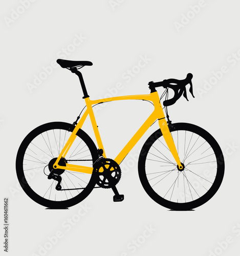 Bright Yellow Road Bike on Minimalist White Background
