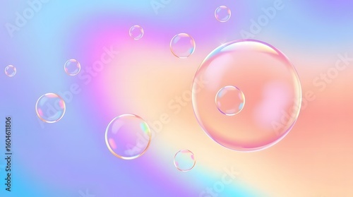 Wallpaper Mural Bubbles, Delicate Soap Bubbles in a Pastel Rainbow Gradient Torontodigital.ca