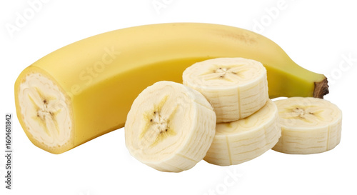Isolated Banana and Slices