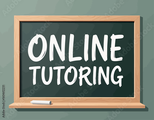 Chalkboard with "Online Tutoring" in White Letters on Green Wall