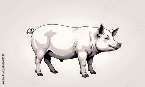 Charming Pig Illustration in Minimalist Style