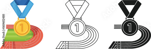Track and field sports gold medal winner first place competition victory achievement