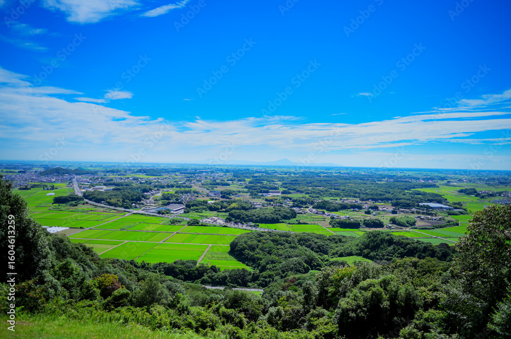 Fototapeta premium 夏の青空と緑豊かな田園風景 — 三毳山からの眺望