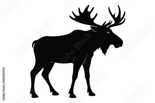 Majestic Moose Silhouette Standing Tall Illustration for Wildlife and Nature Designs a Bold and Striking Symbol of the Wilderness