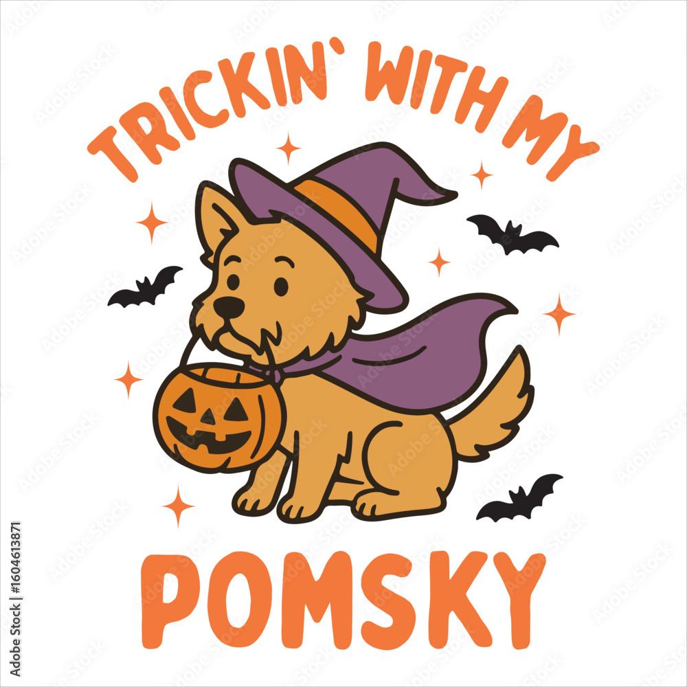 Trickin With My Pomsky dog t-shirt desing, Halloween Witch Dog illustration, Halloween Pet Clipart, Holiday Shirts For Dog owner, spooky dog character
Trickin With My Pomsky dog t-shirt desing, Halloween Witch Dog illustration, Halloween Pet Clipart, Holiday Shirts For Dog owner, spooky dog character