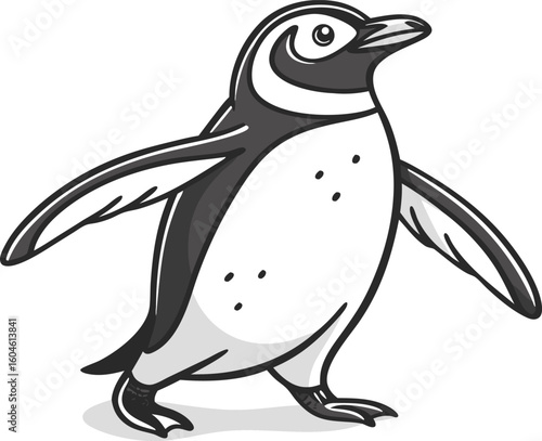 waddling penguin isolated silhouette on transparent background