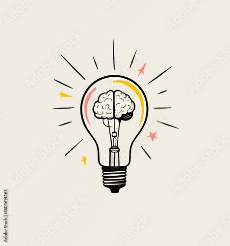 Creative Mind Illumination with Brain and Stars