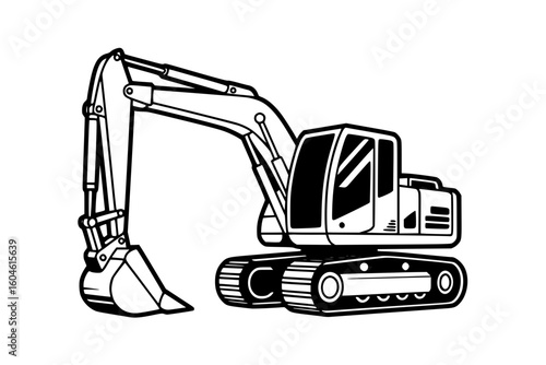 Excavator  Bold Minimalist Vector Line Art for Apparel and Vinyl Cutting
