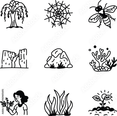 Pack of Hand Drawn Space Exploration Icons 
