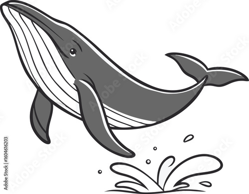 breaching whale isolated silhouette on transparent background