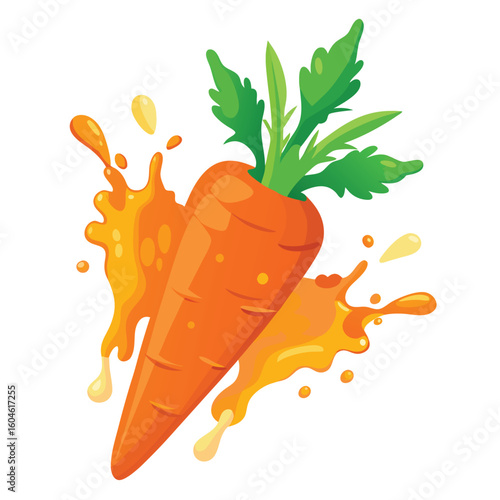 carrots with juice splash isolated on a white background 
