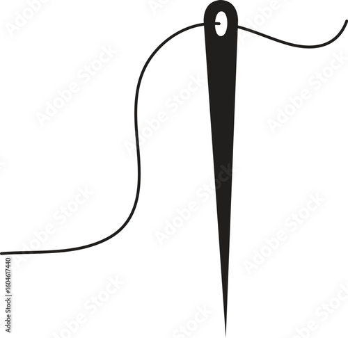 Sewing Needle With A Piece Of Thread Design