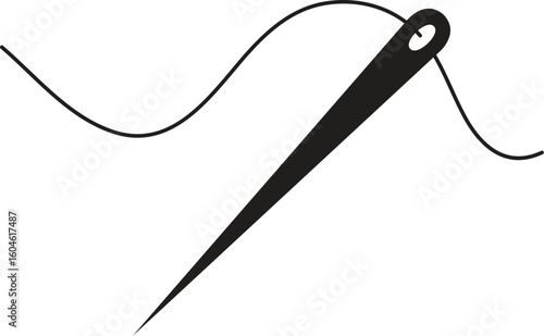 Sewing Needle With A Piece Of Thread Design