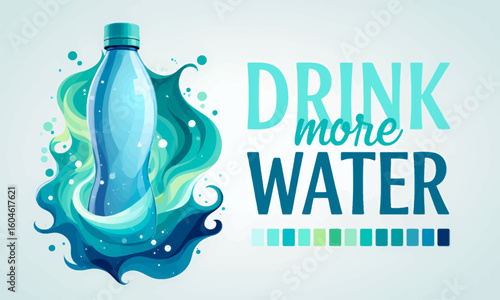 "Hydrate with Style: Blue Water Bottle in Swirling Motion"
