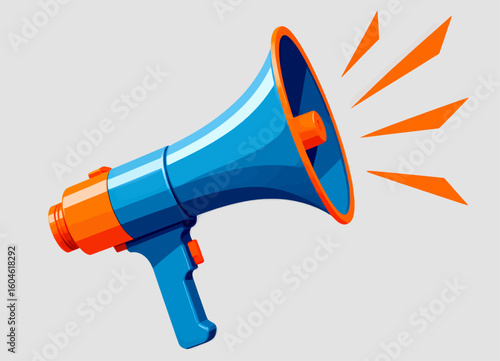 Loudspeaker Amplifying Message in Bold Orange and Blue