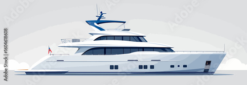 Luxurious Yacht Sailing in Calm Waters with Cloudy Sky