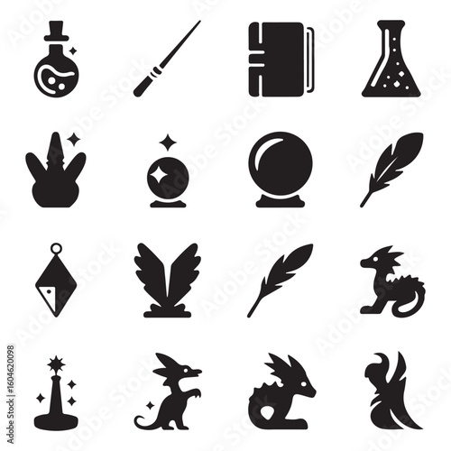 Enchanted symbols and magical items icon pack